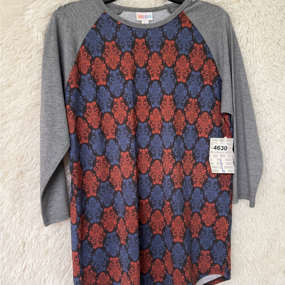LuLaRoe Long Sleeve Top - Red and Blue Pattern